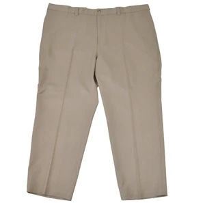 Oak Hill Mens Pants 48x30 Beige Flat Front Dress Trousers 100% Polyester - Picture 1 of 8