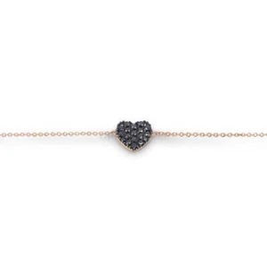 Bracciale Cuore grande in Oro Rosa e Diamanti Black - Picture 1 of 1