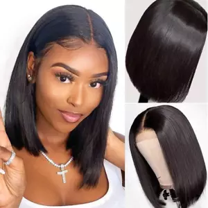 Short Bob Wigs Human Hair Pre Plucked 13X4 Lace Frontal Wigs for Black Women 150 - Picture 1 of 12