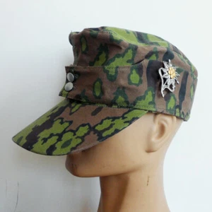 Gorra de campo M43 del ejército alemán de la Segunda Guerra Mundial sombrero hoja de roble camuflaje insignia Edelweiss tamaño 60 cm - Imagen 1 de 6
