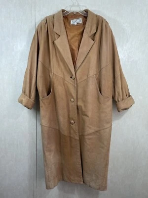 VTG Avanti Brown Leather Trench Coat Size Large  - Image 1 of 4