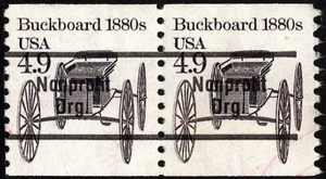 US Stamp Scott #2124a Postally Used Pair - 4.9 Cents Precanceled Buckboard Issue - Picture 1 of 1