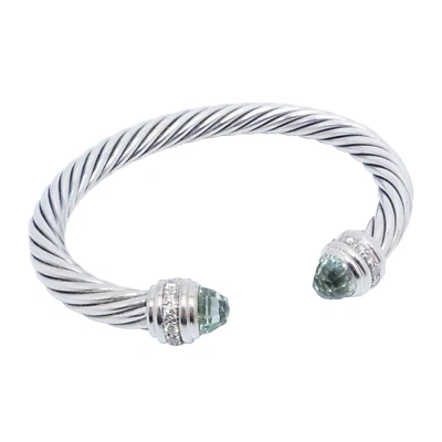 David Yurman Sterling Silver Green Prasiolite & Diamond Classic Cable Bracelet - Image 1 of 4