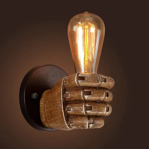 Retro Industrial Wall Sconce Single Lamp Wall Light Fixture with Hand Shape - Picture 1 of 7