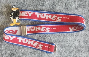 Vintage Looney Tunes Daffy Duck Stretch Elastic Belt Clip Buckle Red White Blue - Picture 1 of 8