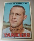 1967 Topps Baseball Card #257 Charley Smith Yankees Printed Signature w/ Plastic