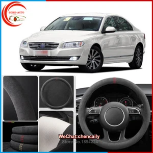 For Volvo S80L Black Alcantara Suede Car Steering Wheel Cover Auto Styling 38cm - Picture 1 of 10