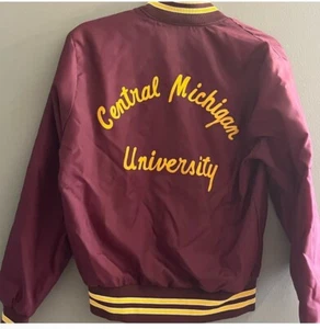 Vtg Central Michigan University Satin Jacket Sorority Medium Holloway 1980s CMU - Picture 1 of 10