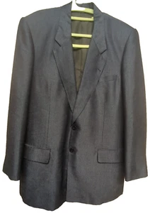 Symbole italienischer Schnitt Sportmantel Blazer Herren Größe 39 R grau blau Pin Streifen Seide - Bild 1 von 14