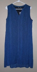 Camisa de vestir Apt.9 sin mangas con llamaradas Jentie azul geométrica forrada con botones 16W nuevo con etiquetas - Imagen 1 de 12