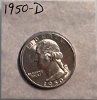1950 D Washington Quarter BU Uncirculated Mint State 90% Silver 50c US Coin