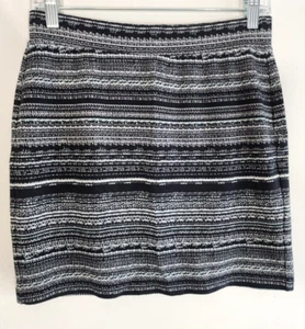 Size Small Petite SP Skirt Loft Outlet Mini Stretch Stripe Black White Women's - Picture 1 of 5