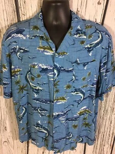 Men’s Large Puritan Marlin fishing Shirt Rayon - Picture 1 of 3