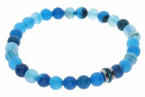 Achat blau 6mm Kugel Stretch Armband Strass türkis - individuelle Größe AB169 - Bild 1 von 3
