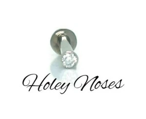 18ct White Gold 2pt Diamond 16g Labret, Tragus, Lip Barbell body jewellery - Picture 1 of 4