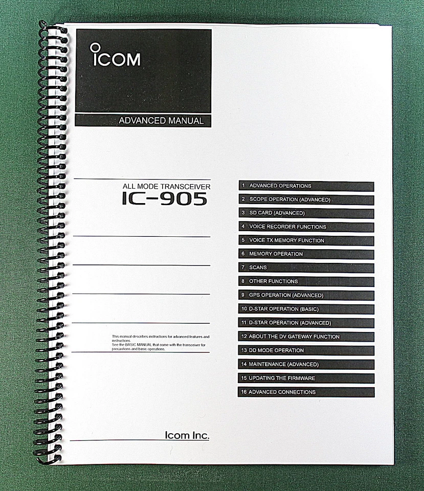 Manual avanzado Icom IC-905: ¡215 páginas a todo color y cubiertas protectoras! Foto 1 de 1