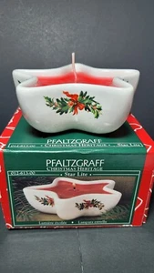 Pfaltzgraff Christmas Heritage Holly White Star red candle Votive With Box - Picture 1 of 4