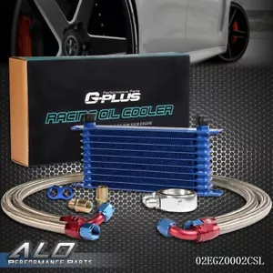 10 Row AN10 Universal Aluminum Transmission Engine Oil Cooler+Filter Adapter Kit - Picture 1 of 9