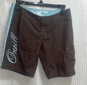 Vintage O’Neill Women’s Board Shorts Swim Short Blue Brown Juniors Size 1 Floral - Picture 1 of 5