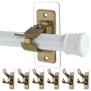 6-Pack No Drill Needed Curtain Rod Holders Brackets, Self Adhesive Rod Holder... - Picture 1 of 5