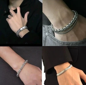 Pulsera de cadena de diseño único de acero inoxidable de 21 cm con resistencia a la decoloración - Imagen 1 de 20