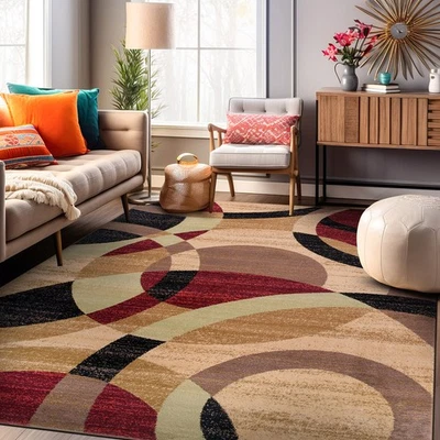 Rugshop Area Rugs for Living Room 8x10 Modern Geometric Circles Dining Room Rug - Image 1 of 4