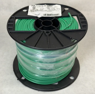 NEW Southwire 11591501 THHN Building Wire Solid Cu, 12 AWG, Green, 500 ft. - Image 1 of 4