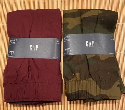 2 Пары GAP мужчин боксера эластичный пояс 100% хлопок бордовый камуфляж XL - Изображение 1 из 2