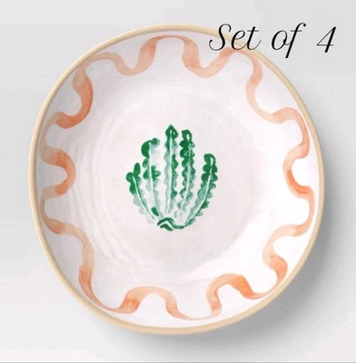 Juego de 4 cuencos de cena con anillo de melocotón plástico melamina costera Threshold - Foto 1 de 4