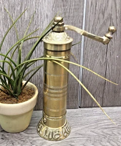 Vintage Solid Brass Pepper Spice Grinder Mill 7.5" Tall Working - Picture 1 of 8