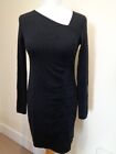 INTIMISSIMI BLACK KNITTED JUMPER DRESS WITH ASYMMETRIC NECK AND LACE DETAIL - SM