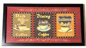 Home Interior 13687 Java Picture with Wood Frame 25"x13" Homco Coffee Dining