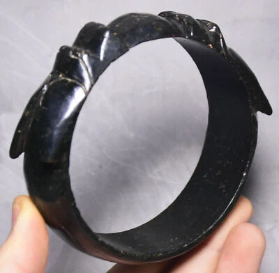 Brazalete Brazalete Doble Dragón Dinastía Tallado Jade Antiguo Cultura Homgshan China Foto 1 de 4