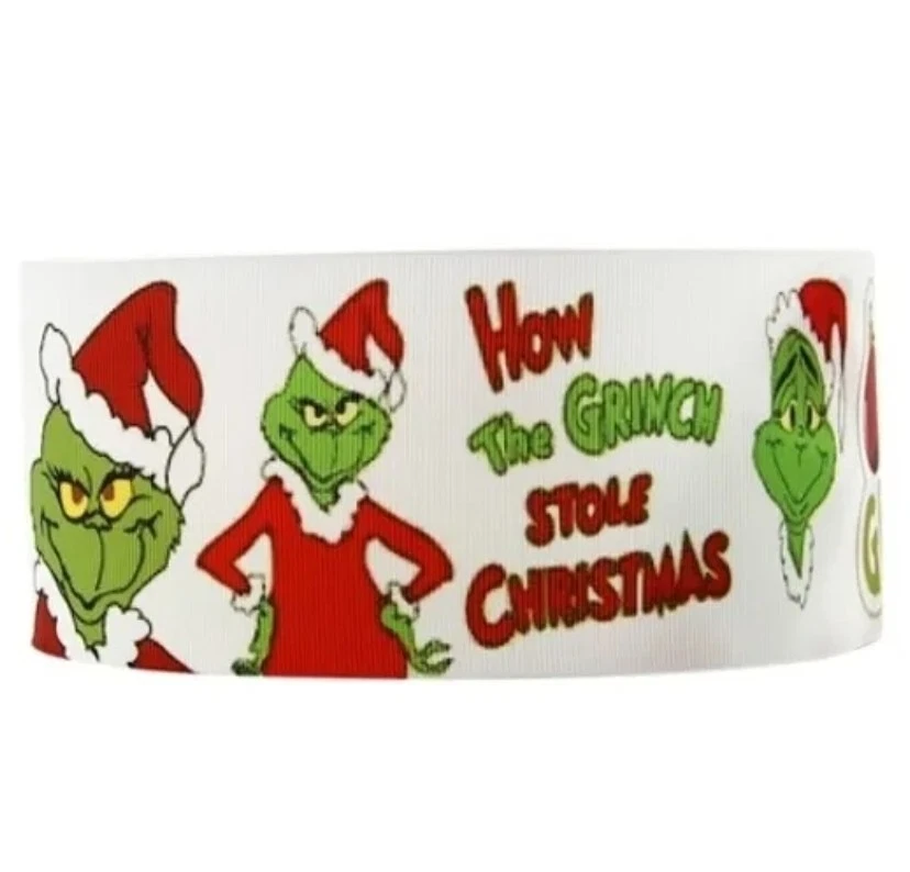 3" Christmas Grosgrain Ribbon 50 yard roll WHOLESALE PRICING Green Santa - Image 1 of 1