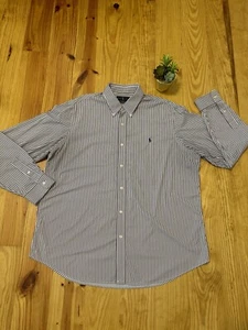 Polo Ralph Lauren Shirt Men’s XXLarge Striped Nylon Blend Button Down Pony Logo - Picture 1 of 9