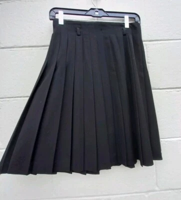 ESCADA EUR 36 EE. UU. Falda Plisada Pequeña Negra Lana Virgen Mezcla Poliéster Forrada Foto 1 de 4