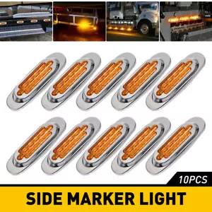 2-10X Marker Lights 6.5" LED Truck Trailer Oval Clearance Side Light Amber Red A - Picture 1 of 16