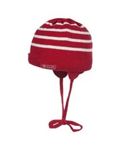 Döll Baby Bindemütze rot gestreift Gr. 37 cm | Babymütze mit Ohrenklappen - Bild 1 von 1