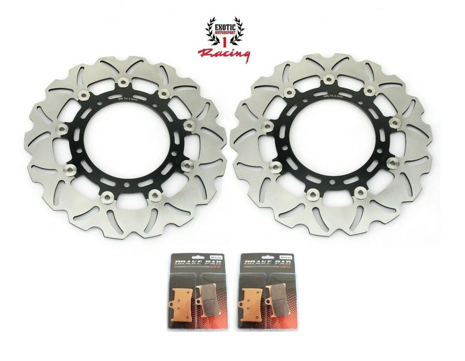 2 rotores de disco de freno delanteros + pastillas para Yamaha YZF R6 2005-16 FZ8 2011-2015 Foto 1 de 4
