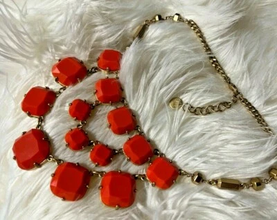 Ожерелье регулируемое нагрудник оранжевое и золотое Stella & Dot Olivia  - Изображение 1 из 4