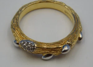Stephen Dweck Diamonds Sterling Silver/Gold Vermeil Fortuna Twig Ring, Size 7.5 - Picture 1 of 3