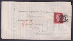 1877 Robinows & Marjoribank Printed Market Report 1d Pl 202 MG Glasgow to France - Picture 1 of 2