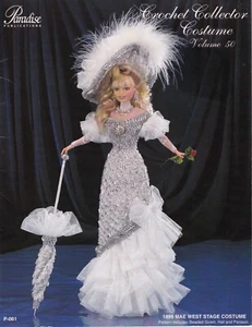 Fashion Doll Crochet Pattern 1899 MAE WEST STATE COSTUME Paradise Vol 50 - Picture 1 of 2
