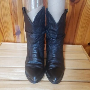 Dingo Silver Tip Women's Slouch Western Boots Black Leather 7.5W Cowgirl - Picture 1 of 15