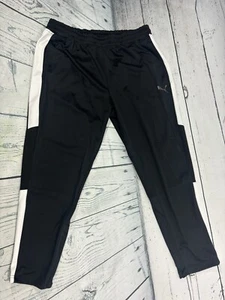 PUMA Mens Jogger Sweat Pants Black White Logo Pockets Size XL - Picture 1 of 7