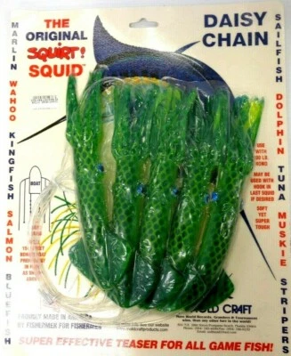 Molde Artesanal 9" SQUIRT CALAMAR MARGARITA CADENA Trolling - 5 Señuelos Calamar GRÁFICO CUADROS AZULES Foto 1 de 3