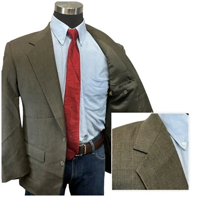 40S Bill Blass 棕褐色米色西装夹克运动外套西装外套男式编织 — 第 1/4 张图片