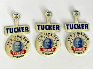 3 Vintage "It’s Time for Tucker" Indiana Governor Political Clip-on Button - Picture 1 of 4