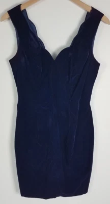 Vestido de terciopelo festoneado vintage para mujer Roberta 5/6 iridiscente púrpura/azul cuello en V Foto 1 de 4