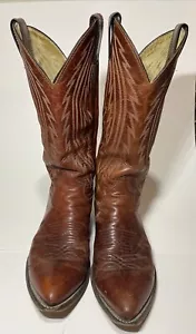 Vintage Justin Boots Brown Leather Western Cowboy Boot Style 2300 Men's Sz 8 1/2 - Picture 1 of 6